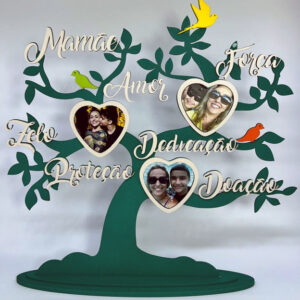Árvore Mamãe com 3 Fotos Coração (Ímã)